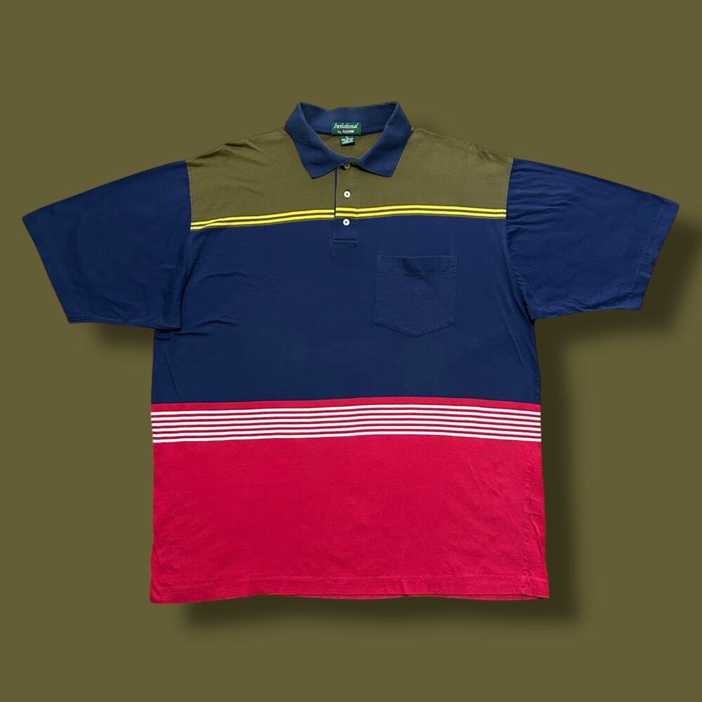 Vintage 80s Golf Shirt Arrow Invitational Striped Preppy Aesthetic Cotton XL